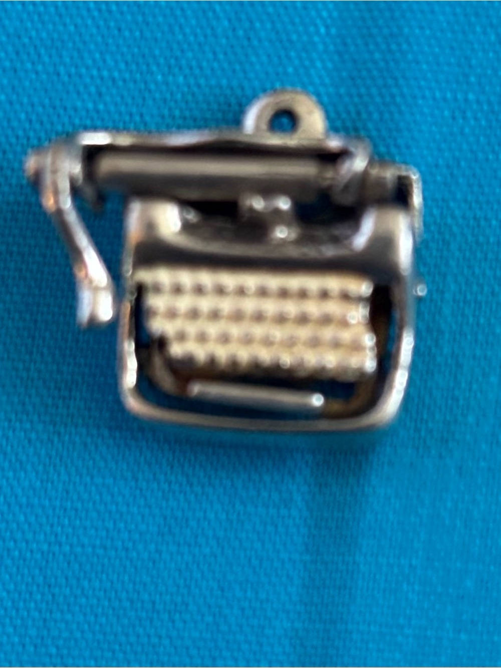 Vintage Typewriter Charm Pendant - Silver and Cream